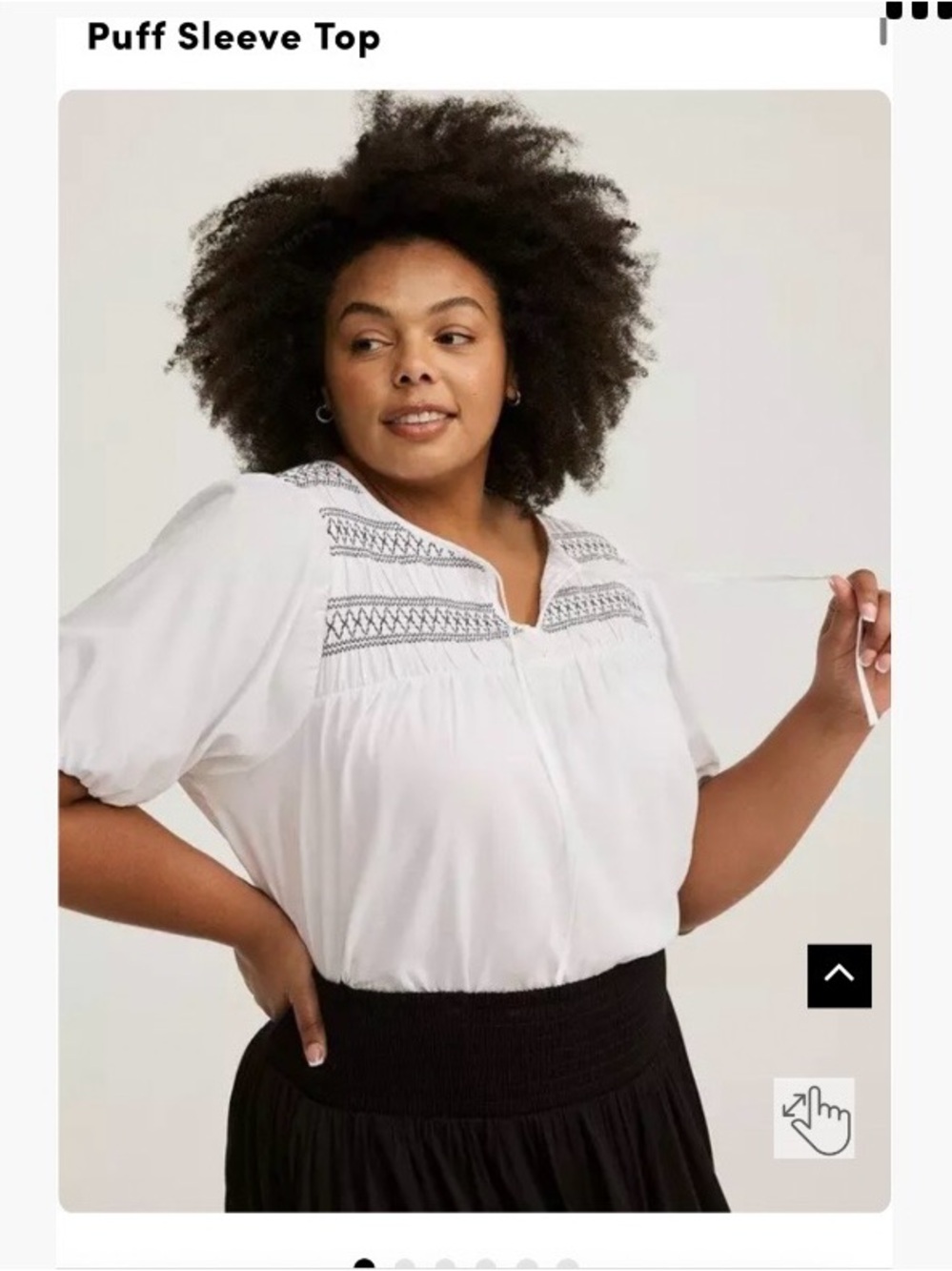 Torrid White Puff Sleeve Top with Embroidered Yoke